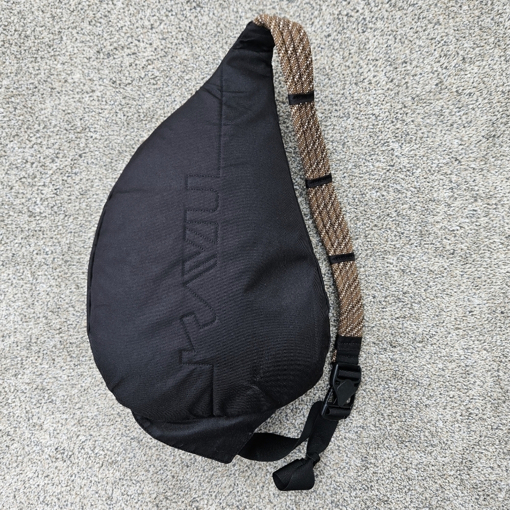 Kavu Rope Sling Bag Hiking One Shoulder Backpack Black Brown Travel Outdoor Bag - Picture 6 of 15